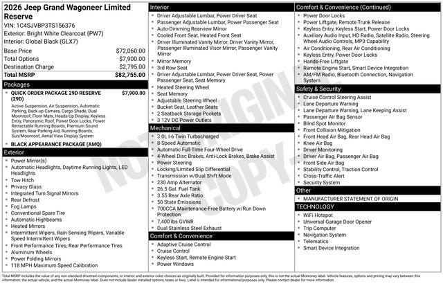 2026 Jeep Grand Wagoneer Limited Reserve 4x4