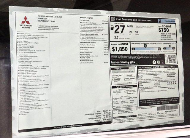 2026 Mitsubishi Outlander SE 1.5T S-AWC