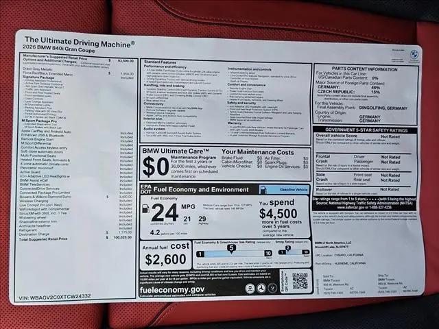 2026 BMW 840i Gran Coupe 840i
