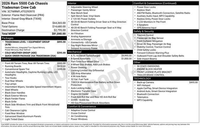 2026 RAM 5500 Chassis RAM 5500 TRADESMAN CHASSIS CREW CAB 4X4 84 CA 2026 RAM 5500 Chassis RAM 5500 TRADESMAN CHASSIS CREW CAB 4X4 84 CA