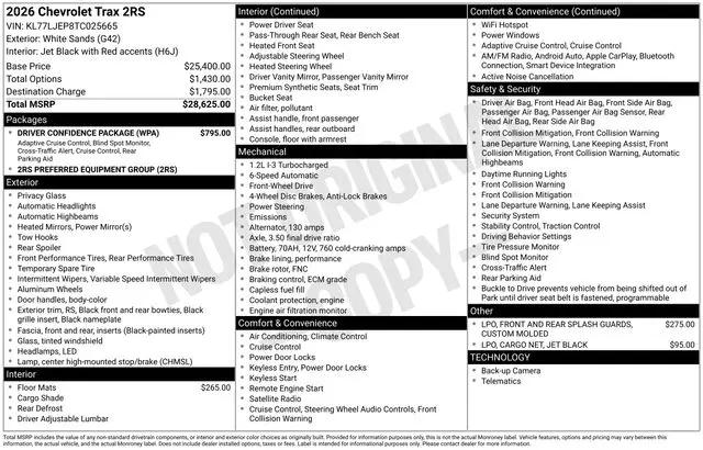 2026 Chevrolet Trax FWD 2RS