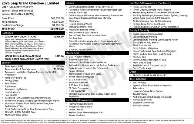 2026 Jeep Grand Cherokee L Limited 4x4