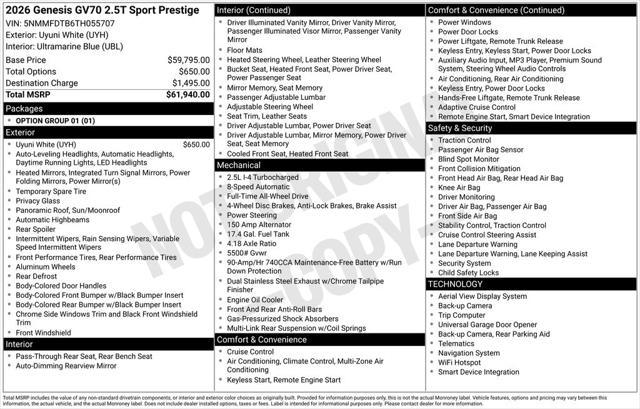 2026 Genesis GV70 2.5T Sport Prestige