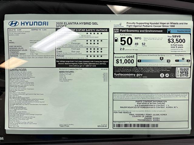 2026 Hyundai Elantra Hybrid SEL Sport