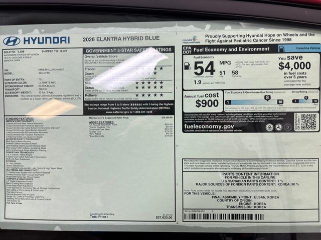 2026 Hyundai Elantra Hybrid Blue