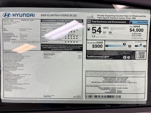 2026 Hyundai Elantra Hybrid Blue