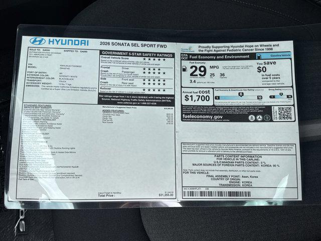 2026 Hyundai Sonata SEL Sport