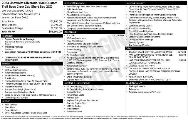 2023 Chevrolet Silverado 1500 4WD Crew Cab Short Bed Custom Trail Boss