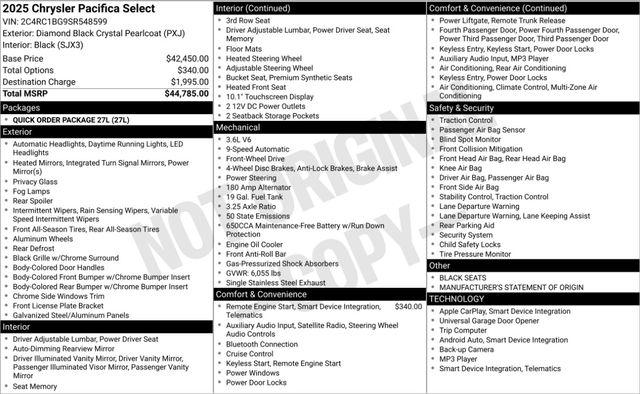 2025 Chrysler Pacifica Select