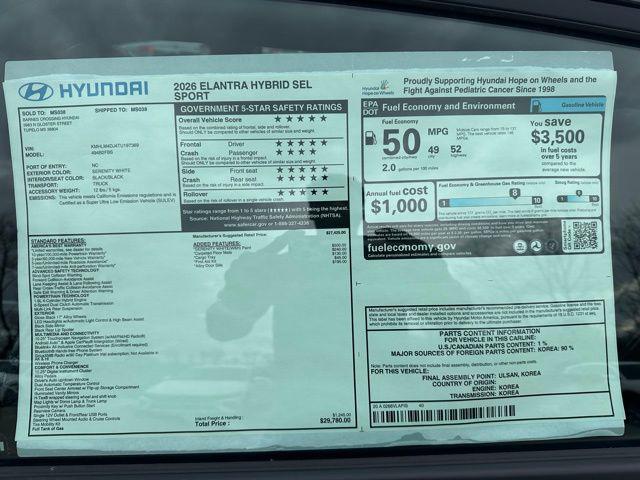 2026 Hyundai Elantra Hybrid SEL Sport