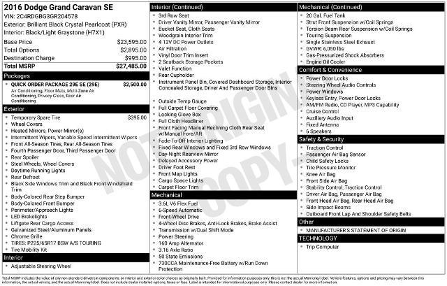 2016 Dodge Grand Caravan SE