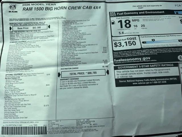 2026 Ram 1500 Big Horn Crew Cab 4x4 5'7" Box