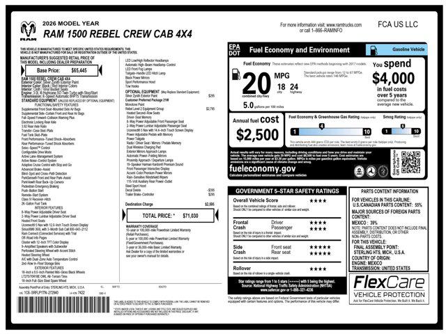 2026 Ram 1500 Rebel Crew Cab 4x4 5'7" Box