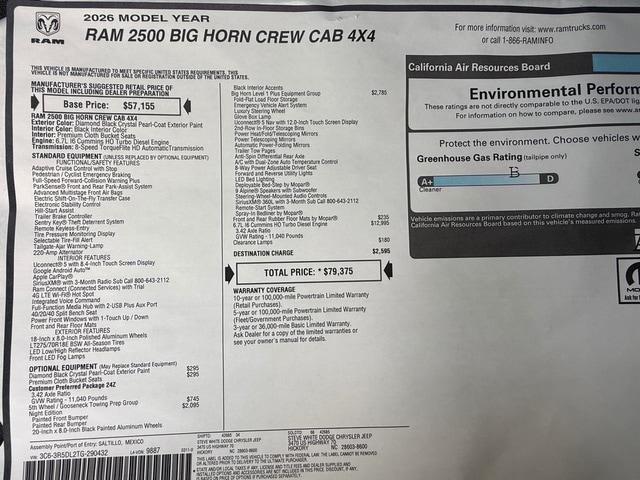 2026 Ram 2500 Big Horn Crew Cab 4x4 64 Box