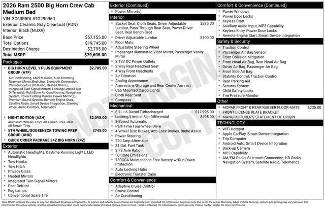 2026 Ram 2500 Big Horn Crew Cab 4x4 64 Box