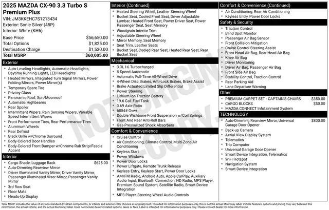 2025 Mazda X-90 3.3 Turbo S Premium Plus Package