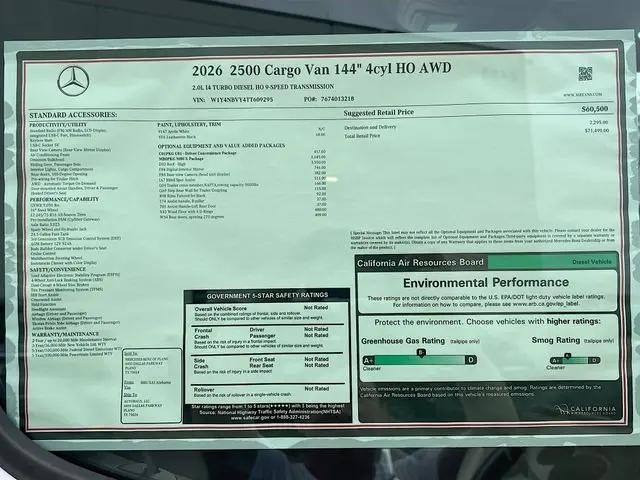 2026 Mercedes-Benz Sprinter 2500 Standard Roof 4-Cyl Diesel HO