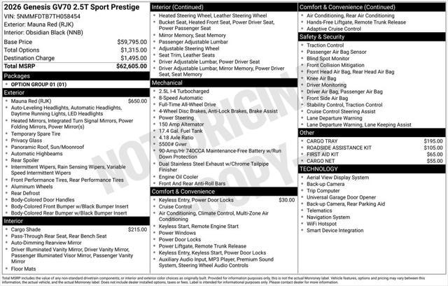 2026 Genesis GV70 2.5T Sport Prestige
