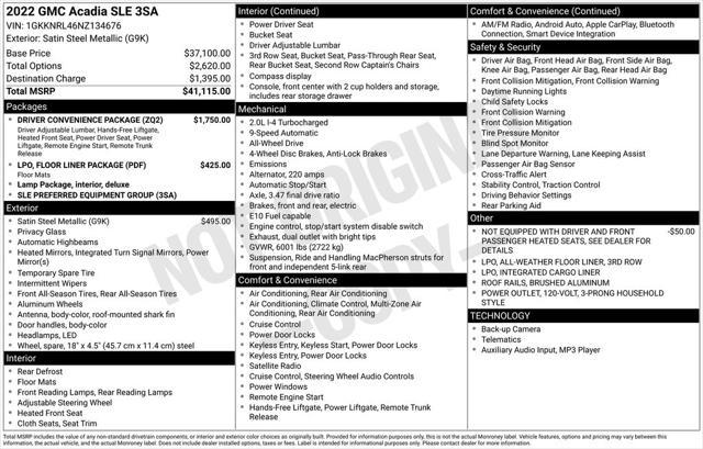 2022 GMC Acadia AWD SLE