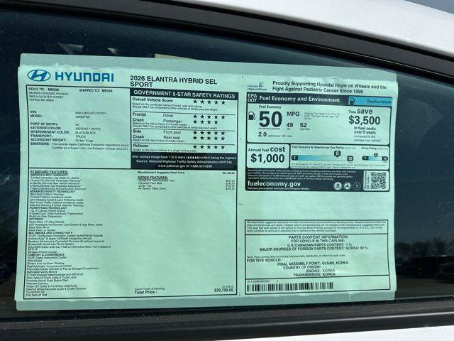 2026 Hyundai Elantra Hybrid SEL Sport