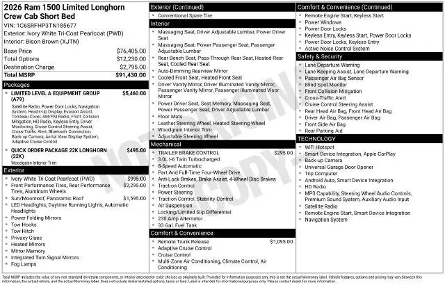 2026 Ram 1500 Limited Longhorn Crew Cab 4x4 57 Box