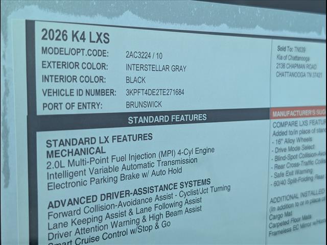 2026 Kia K4 LXS