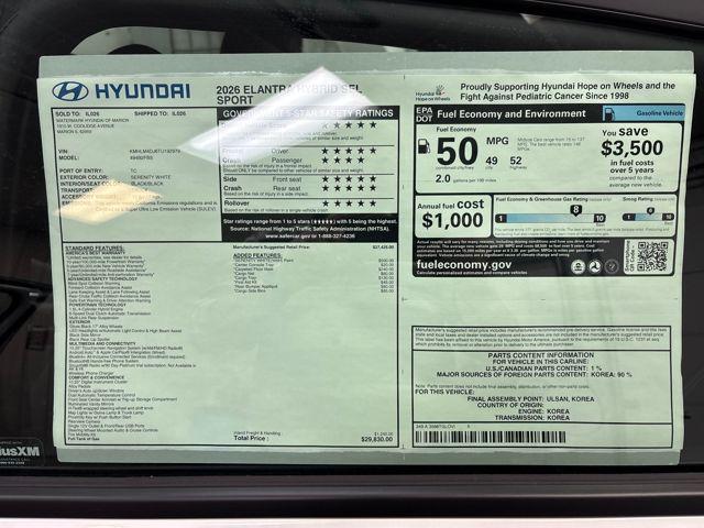 2026 Hyundai Elantra Hybrid SEL Sport