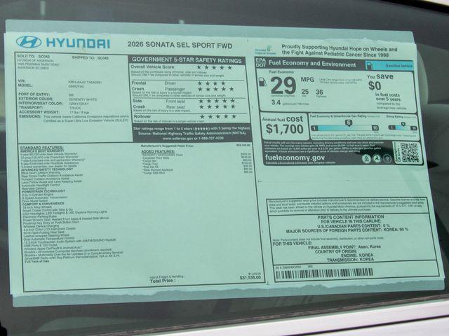 2026 Hyundai Sonata SEL Sport