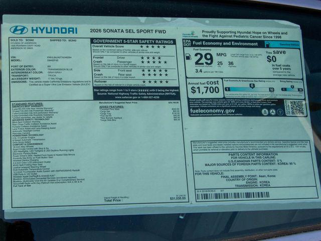 2026 Hyundai Sonata SEL Sport