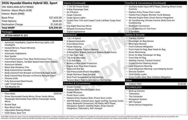 2026 Hyundai Elantra Hybrid SEL Sport