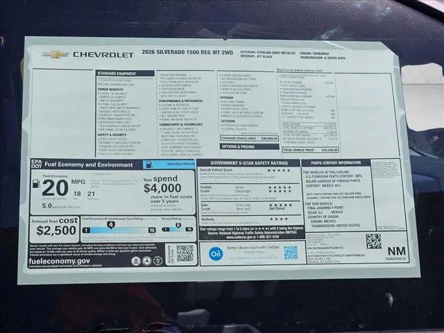 2026 Chevrolet Silverado 1500 2WD Regular Cab Standard Bed WT
