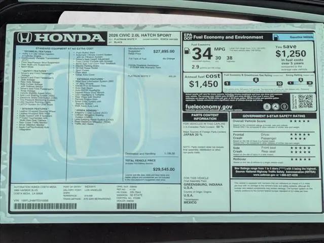 2026 Honda Civic Sport