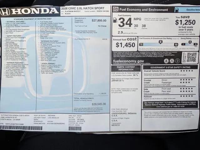 2026 Honda Civic Sport