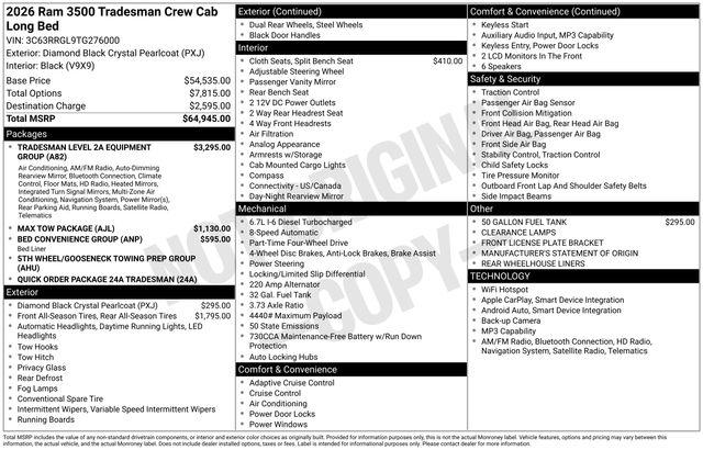 2026 Ram 3500 Tradesman Crew Cab 4x4 8' Box