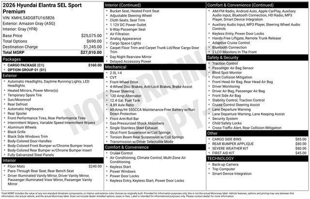 2026 Hyundai Elantra SEL Sport Premium