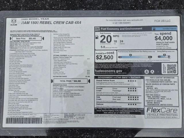 2026 Ram 1500 Rebel Crew Cab 4x4 5'7" Box