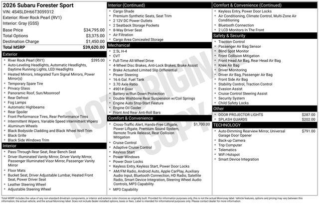 2026 Subaru Forester Sport