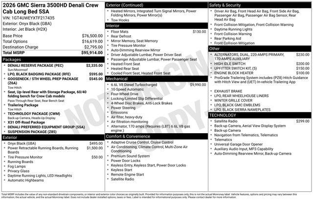 2026 GMC Sierra 3500HD Crew Cab, Long Bed, Denali Dual Rear Wheel, 4WD