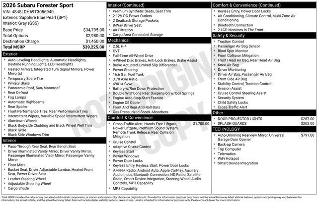 2026 Subaru Forester Sport