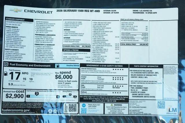 2026 Chevrolet Silverado 1500 4WD Regular Cab Long Bed WT