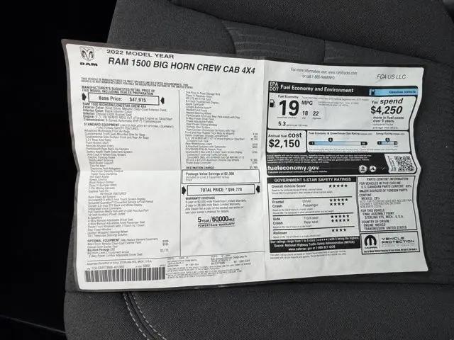 2022 Ram 1500 Big Horn Crew Cab 4x4 57 Box