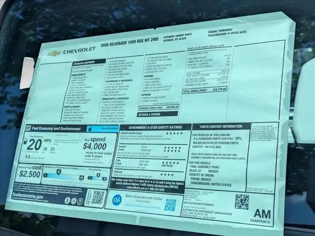 2026 Chevrolet Silverado 1500 2WD Regular Cab Standard Bed WT