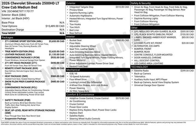 2026 Chevrolet Silverado 2500HD Crew Cab, Standard Bed, LT, 4WD