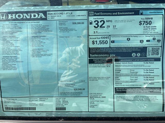 2026 Honda Accord Sedan LX
