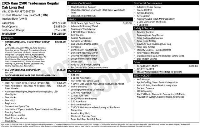 2026 RAM Ram 2500 RAM 2500 TRADESMAN REGULAR CAB 4X4 8 BOX