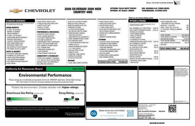 2026 Chevrolet Silverado 3500HD Crew Cab, Long Bed, High Country Dual Rear Wheel, RWD
