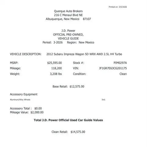 2012 Subaru Impreza WRX