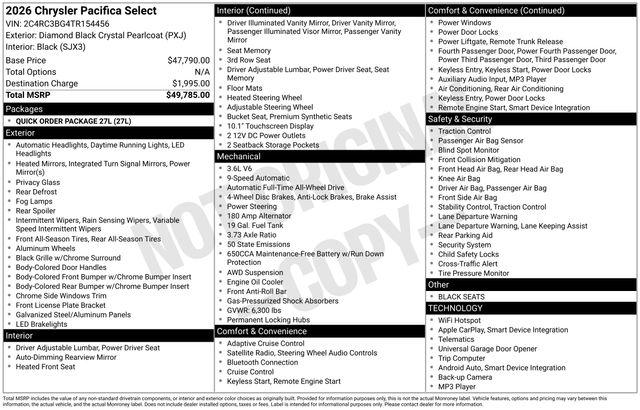 2026 Chrysler Pacifica Select AWD