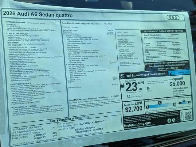 2026 Audi A6 Premium Plus quattro S tronic