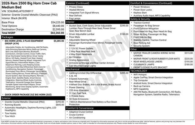 2026 Ram 2500 Big Horn Crew Cab 4x2 6'4" Box